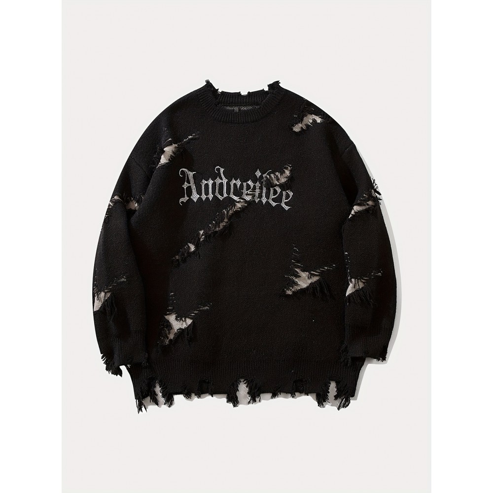 [Distressed Sweater] Distressed Long Sleeve Sweater | Men's & Women's Streetwear Round Neck Pullover | Loose Fit Casual Autumn Winter Apparel