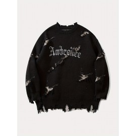[Distressed Sweater] Distressed Long Sleeve Sweater | Men's & Women's Streetwear Round Neck Pullover | Loose Fit Casual Autumn Winter Apparel