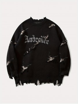 [Distressed Sweater] Distressed Long Sleeve Sweater | Men's & Women's Streetwear Round Neck Pullover | Loose Fit Casual Autumn Winter Apparel