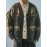 Preppy Geometric-Pattern Knit Cardigan, 80% Acrylic 20% Nylon, V-Neck Long Sleeve Loose-Fit, Slight Stretch, Spring/Fall Season Outerwear