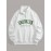 Jacquard Preppy Collared Neck Long Sleeve Embroidered Loose Fit Regular Length Knit Fabric Hoodie