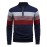 Men's Slim-Fit Casual Soft Commuter Knit Sweater - High Neck Long Sleeve with 1/4 Zipper, Navy & Light Grey Color Block Design for Autumn/Winter, Office & Casual Wear, Knitted Sweater, Comfortable Winter Wear
